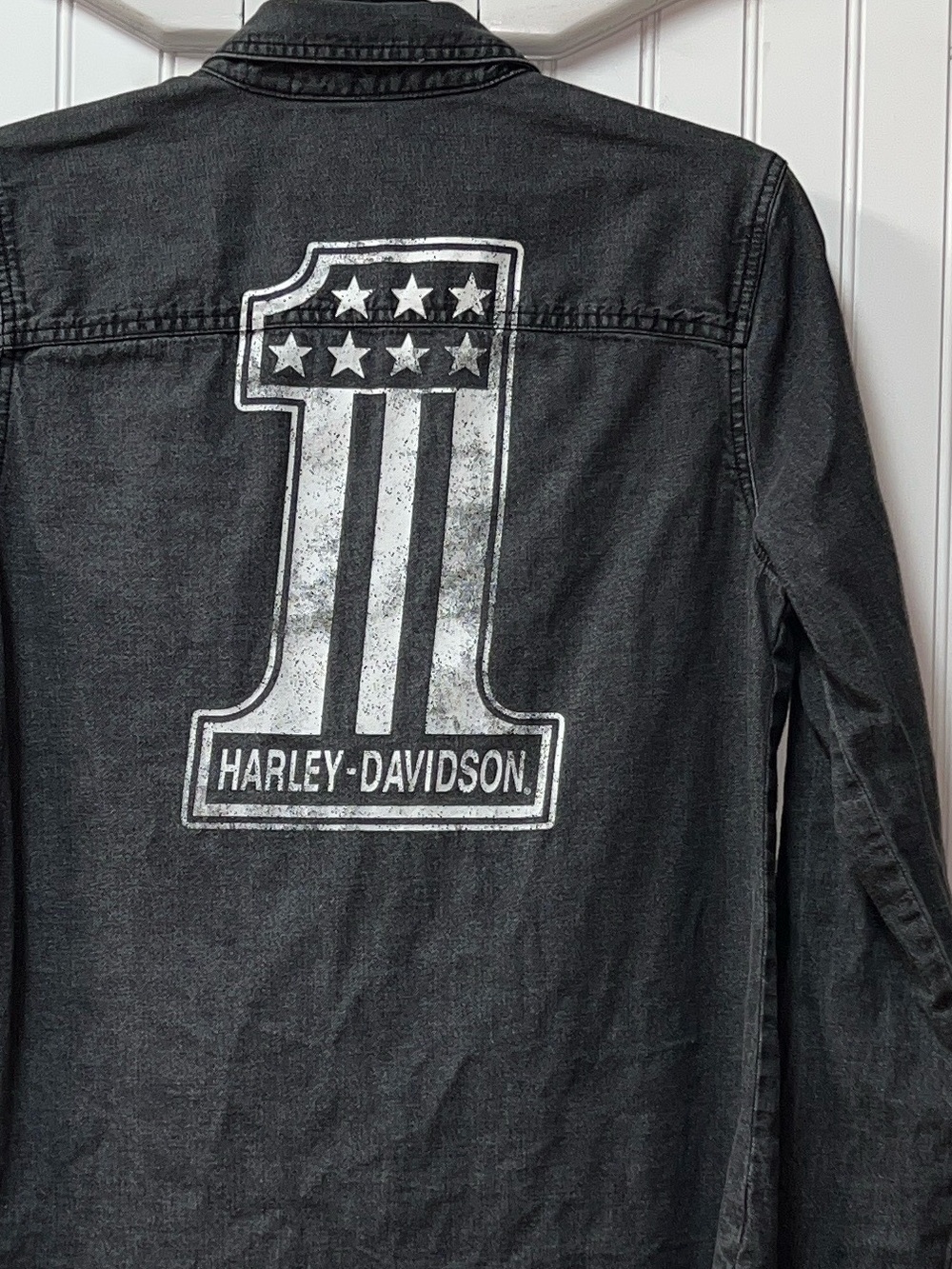 Harley Davidson #1 Denim Jean Shirt M